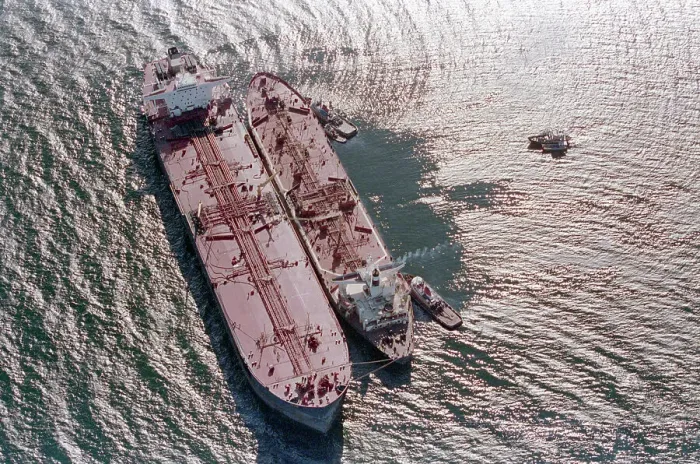 Framed Print : Tanker Pumping Oil From Exxon Valdez Framed Print : Tanker Pumping Oil From Exxon Valdez