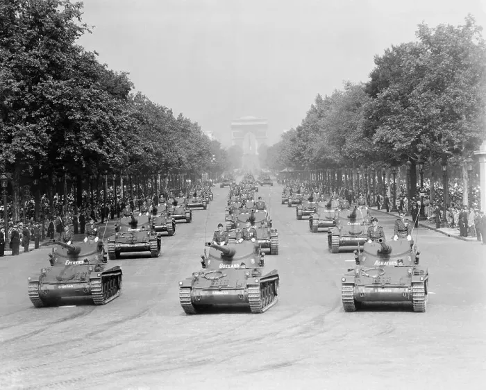Framed Print : Tanks Moving Through Street Framed Print : Tanks Moving Through Street
