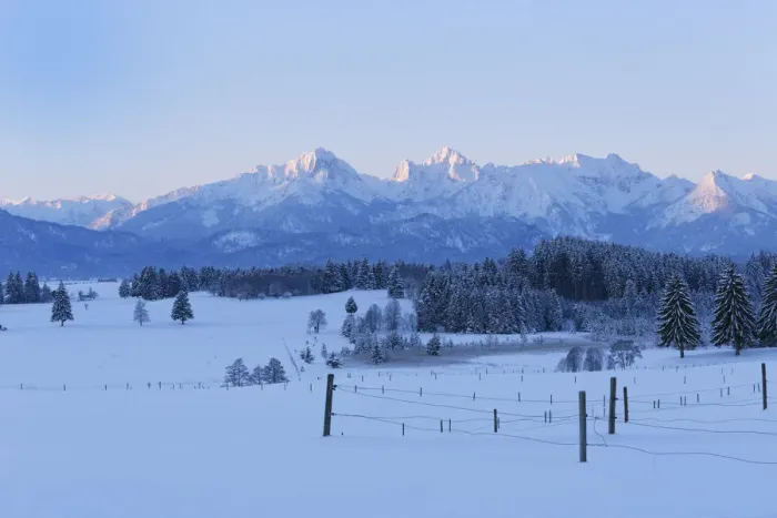 Framed Print : Tannheim Mountains at sunrise in winter, near Halblech, Swabia, Bavaria, Germany Framed Print : Tannheim Mountains at sunrise in winter, near Halblech, Swabia, Bavaria, Germany