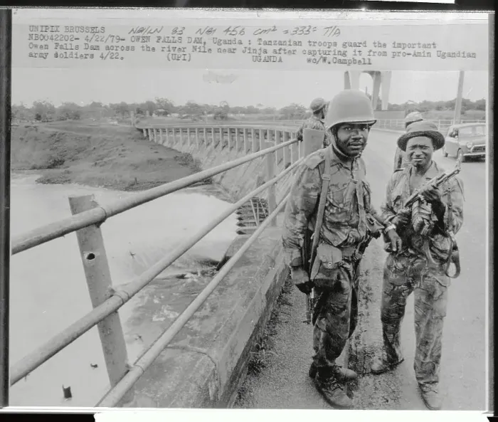 Framed Print : Tanzanian Soldiers Guarding Dam in Uganda Framed Print : Tanzanian Soldiers Guarding Dam in Uganda