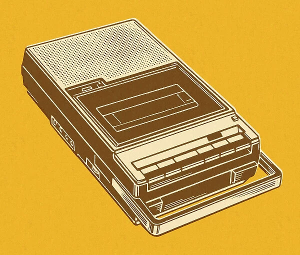 Tape Recorder on Yellow Background