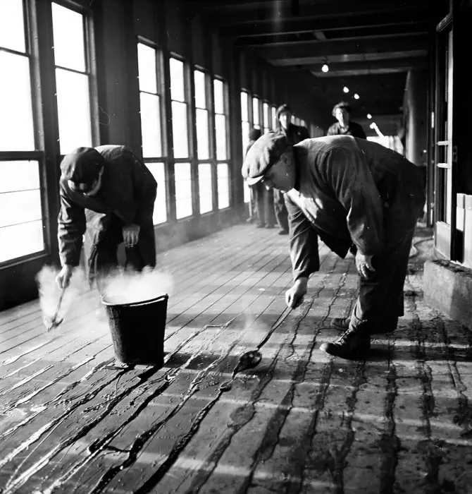 Framed Print : Tarring The Deck Framed Print : Tarring The Deck