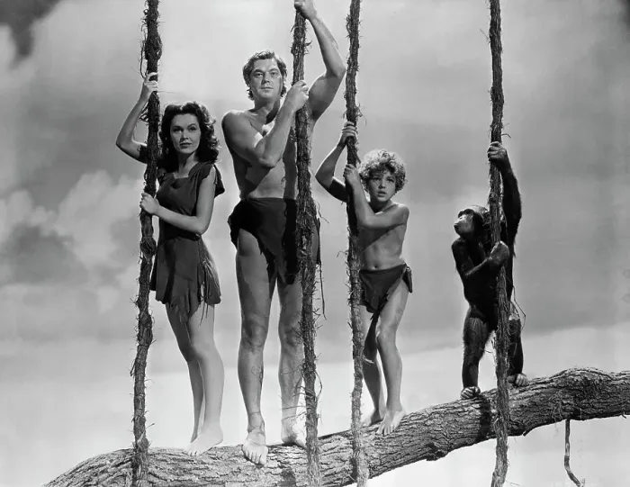 Framed Print : Tarzan, Jane, Boy, and Chimp Framed Print : Tarzan, Jane, Boy, and Chimp