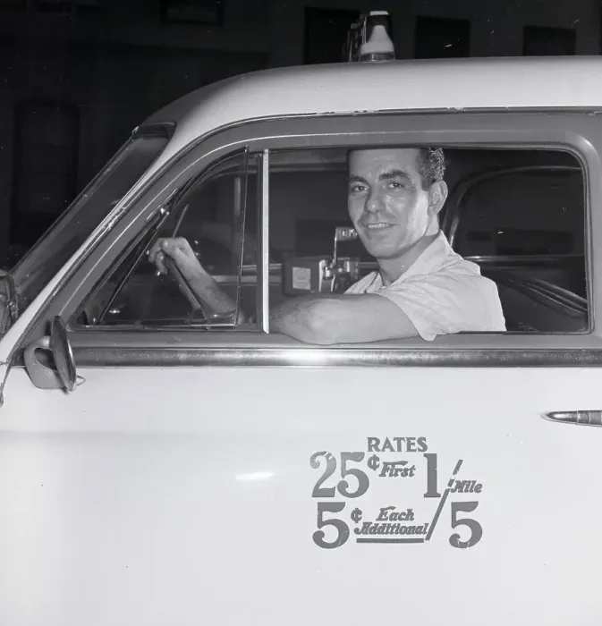 Framed Print : Taxi Driver Sitting In Cab Framed Print : Taxi Driver Sitting In Cab