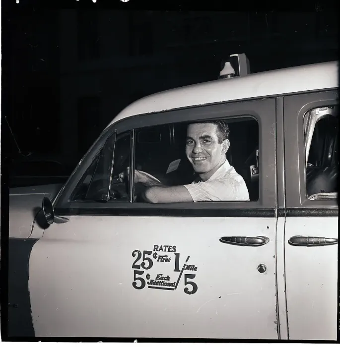 Framed Print : Taxi Driver at Wheel of Automobile Framed Print : Taxi Driver at Wheel of Automobile