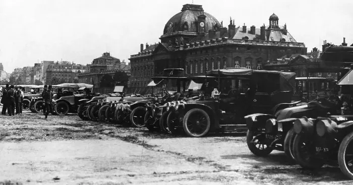 Framed Print : Taxis of the Marne Outside Ecole Militaire Framed Print : Taxis of the Marne Outside Ecole Militaire