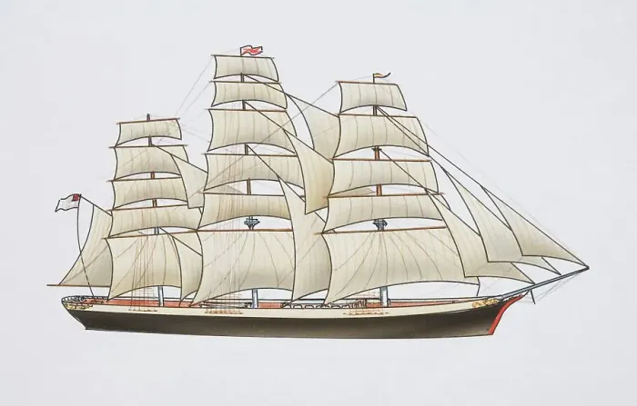 Framed Print : Tea clipper ship, side view Framed Print : Tea clipper ship, side view