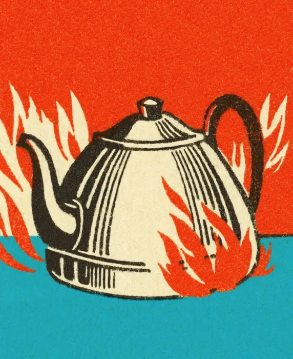 Framed Print : Tea Kettle on Fire