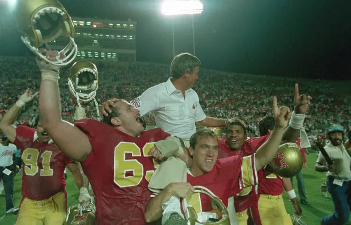 Framed Print : Teammates Carrying Coach Jim Mora on Shoulders Framed Print : Teammates Carrying Coach Jim Mora on Shoulders