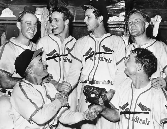 Framed Print : Teammates Congratulating Johnny Beazley