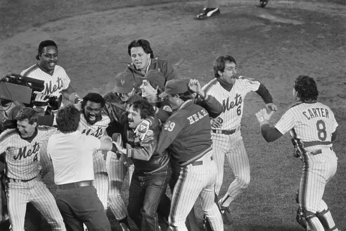 Framed Print : Teammates Crowding Mookie Wilson Framed Print : Teammates Crowding Mookie Wilson