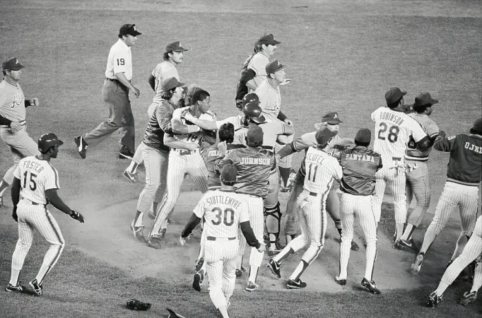 Framed Print : Teammates Holding Back Darryl Strawberry Framed Print : Teammates Holding Back Darryl Strawberry