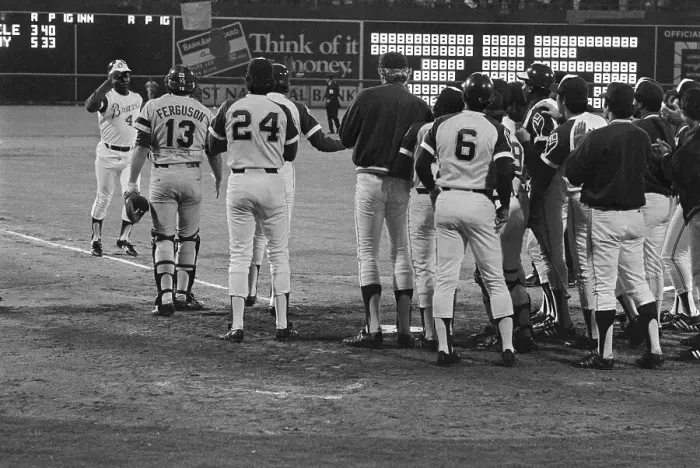 Framed Print : Teammates Waiting for Hank Aaron's Return to Home Base Framed Print : Teammates Waiting for Hank Aaron's Return to Home Base