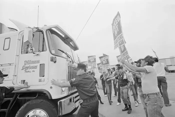 Framed Print : Teamsters Picket Beer Distributor Trucks Framed Print : Teamsters Picket Beer Distributor Trucks