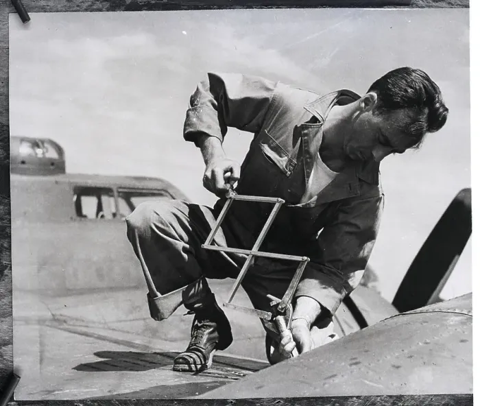 Framed Print : Technician Repairing Flying Fortress Framed Print : Technician Repairing Flying Fortress