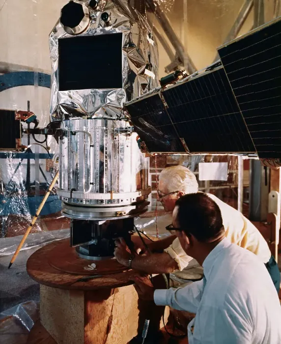Framed Print : Technicians Checking Satellite Framed Print : Technicians Checking Satellite