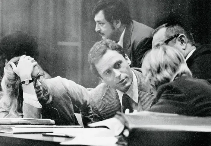 Framed Print : Ted Bundy Conferring with His Defense Attorneys Framed Print : Ted Bundy Conferring with His Defense Attorneys