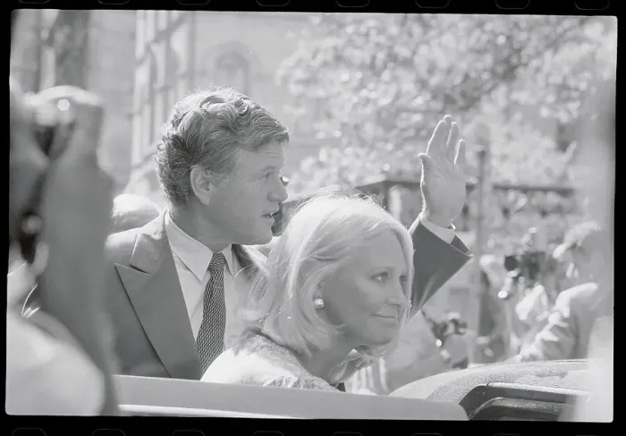 Framed Print : Ted and Joan Kennedy Greeting Spectators Outside Cathedral Framed Print : Ted and Joan Kennedy Greeting Spectators Outside Cathedral