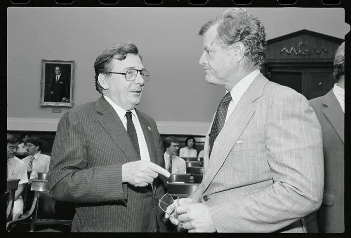 Framed Print : Ted Kennedy Conversing with Union Leader Lane Kirkland