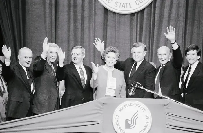 Framed Print : Ted Kennedy and Democratic Colleagues at Podium Framed Print : Ted Kennedy and Democratic Colleagues at Podium