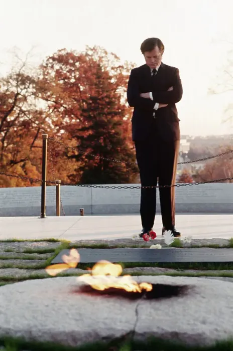 Framed Print : Ted Kennedy at Grave of JFK Framed Print : Ted Kennedy at Grave of JFK