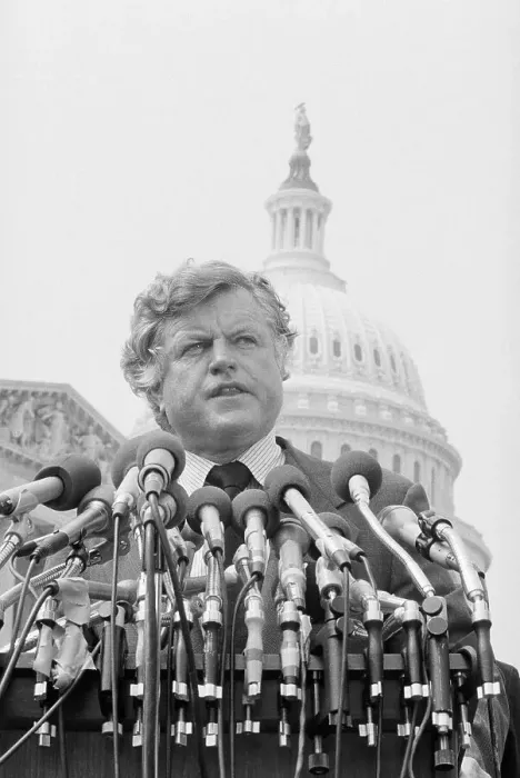 Framed Print : Ted Kennedy at Microphones Framed Print : Ted Kennedy at Microphones