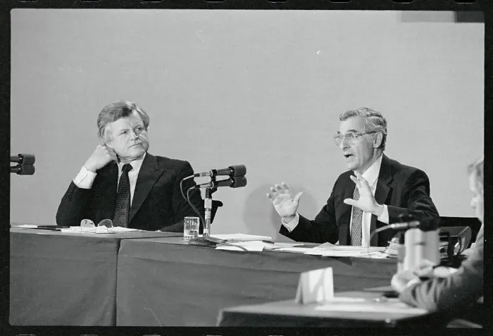 Framed Print : Ted Kennedy in Pensive Mood with Ray Shamie