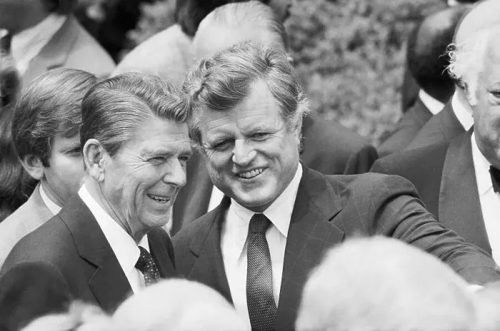 Framed Print : Ted Kennedy and Ronald Reagan at Memorial Framed Print : Ted Kennedy and Ronald Reagan at Memorial
