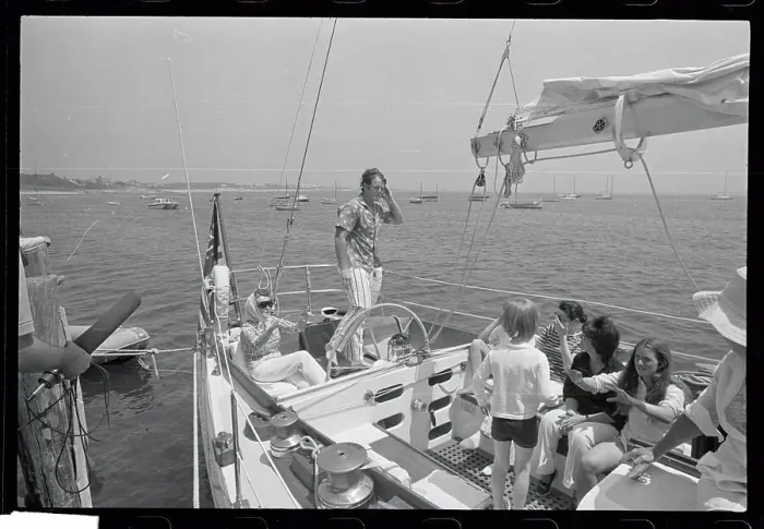 Framed Print : Ted Kennedy Standing Aboard Yacht for Family Outing Framed Print : Ted Kennedy Standing Aboard Yacht for Family Outing