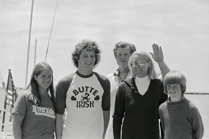 Framed Print : Ted Kennedy Waving Before Sailing with His Family Members Framed Print : Ted Kennedy Waving Before Sailing with His Family Members