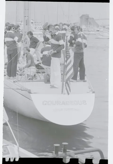 Framed Print : Ted Turner Leaving Dock for Yacht Race Framed Print : Ted Turner Leaving Dock for Yacht Race