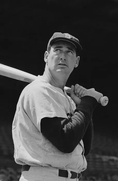 Framed Print : Ted Williams Holding Baseball Bat in Position Framed Print : Ted Williams Holding Baseball Bat in Position