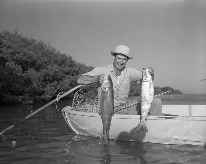 Framed Print : Ted Williams Holding Fish in Boat Framed Print : Ted Williams Holding Fish in Boat