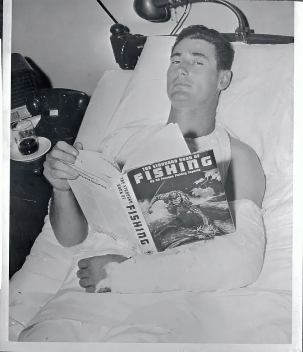 Framed Print : Ted Williams in Hospital with Injured Elbow Due to Crashing Ball