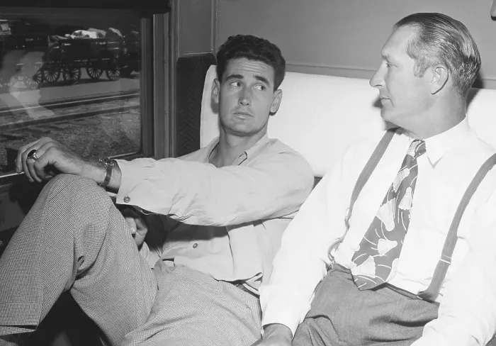Framed Print : Ted Williams Looking Worried On Train Framed Print : Ted Williams Looking Worried On Train