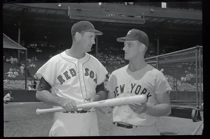 Framed Print : Ted Williams and Roger Maris with Baseball Bat