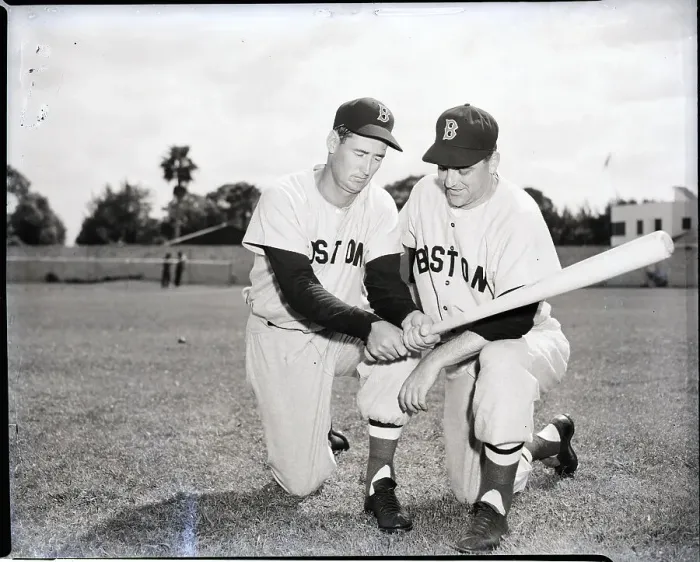 Framed Print : Ted Williams Showing Grip To L. Boudreau Framed Print : Ted Williams Showing Grip To L. Boudreau