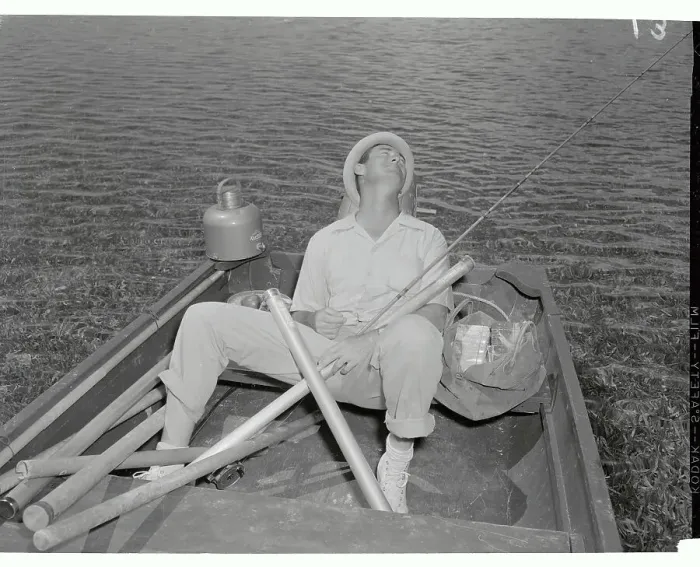Framed Print : Ted Williams Sitting in Boat with Fishing Rod Framed Print : Ted Williams Sitting in Boat with Fishing Rod