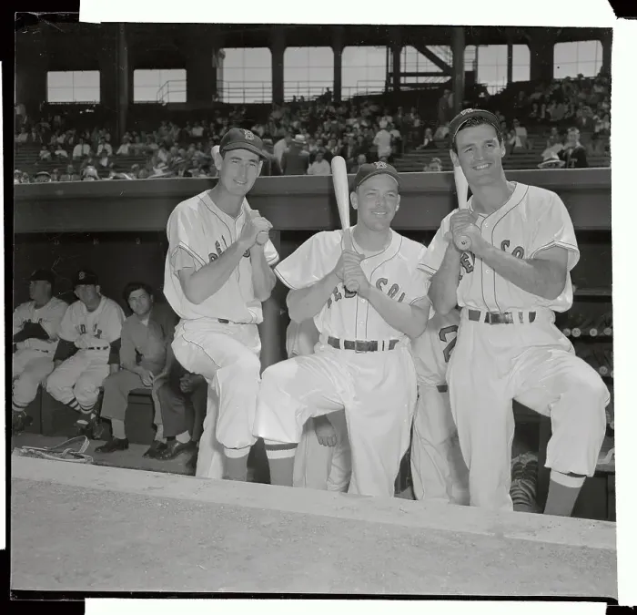 Framed Print : Ted Williams and Teammates Posing with Baseball Bats Framed Print : Ted Williams and Teammates Posing with Baseball Bats