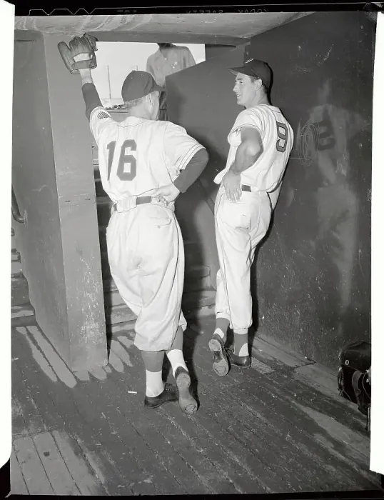 Framed Print : Ted Williams and Ted Lyons Talking in Passageway Framed Print : Ted Williams and Ted Lyons Talking in Passageway