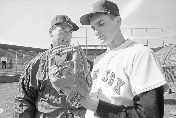 Framed Print : Ted Williams and Tony Conigliaro Talking on Field