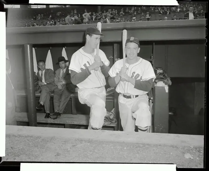 Framed Print : Ted Williams and Vern Stephens Posing with Baseball Bats