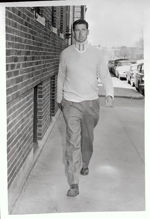 Framed Print : Ted Williams Walking and Wearing Cervical Collar Framed Print : Ted Williams Walking and Wearing Cervical Collar