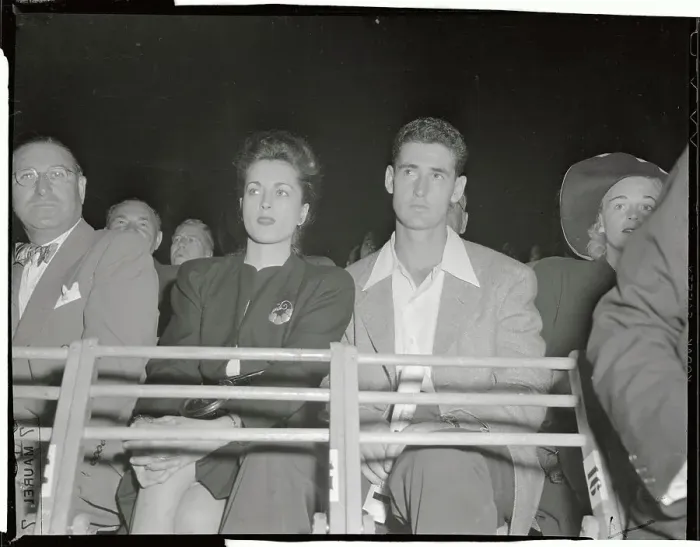 Framed Print : Ted Williams and Wife Sitting in Yankee Stand Framed Print : Ted Williams and Wife Sitting in Yankee Stand