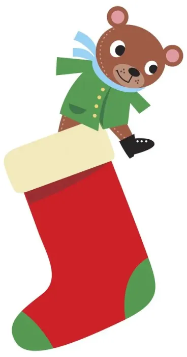 Framed Print : Teddy bear stepping out of red Christmas stocking
