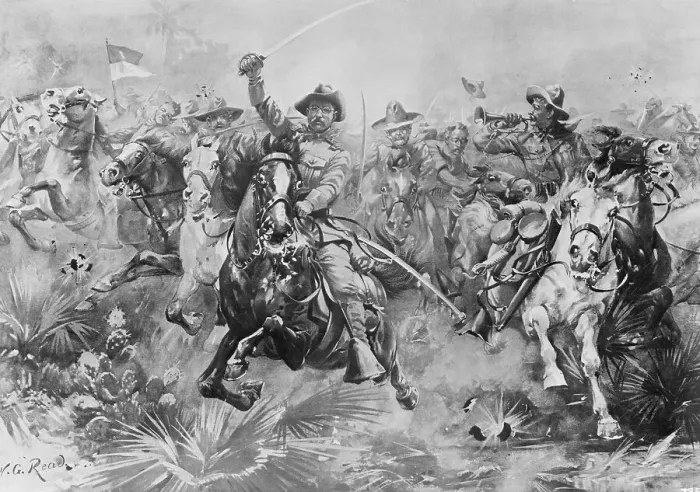 Framed Print : Teddy Roosevelt Leading Rough Riders Framed Print : Teddy Roosevelt Leading Rough Riders