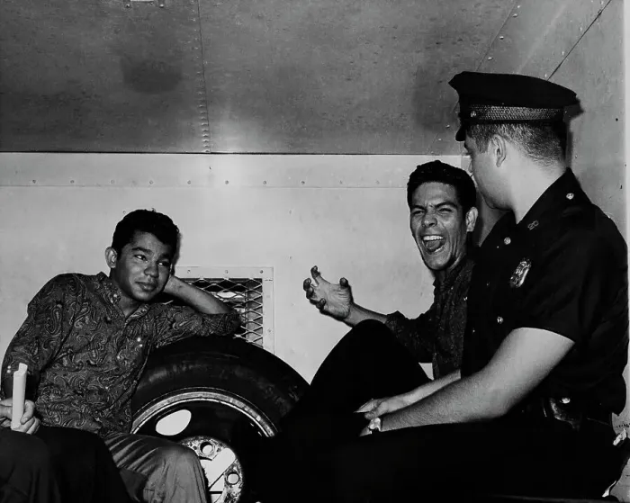 Framed Print : Teenage Gang Members In Police Van Framed Print : Teenage Gang Members In Police Van