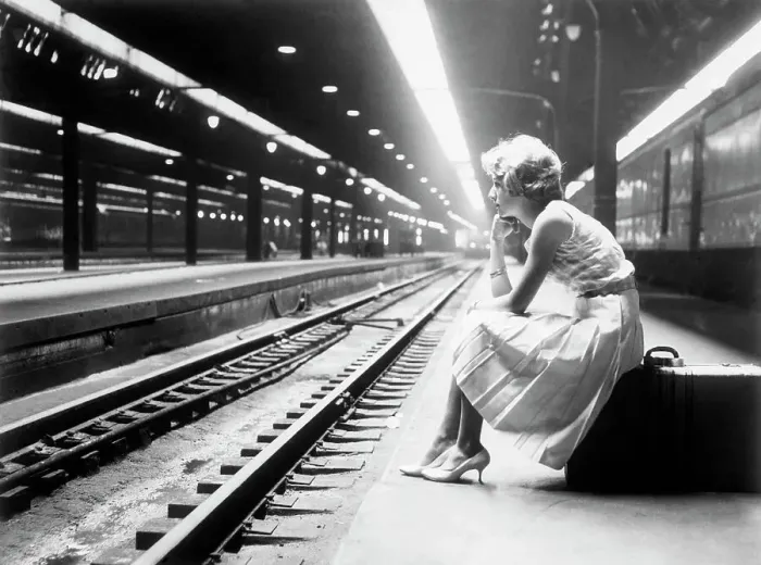 Framed Print : Teenage Girl Waiting for Train Framed Print : Teenage Girl Waiting for Train