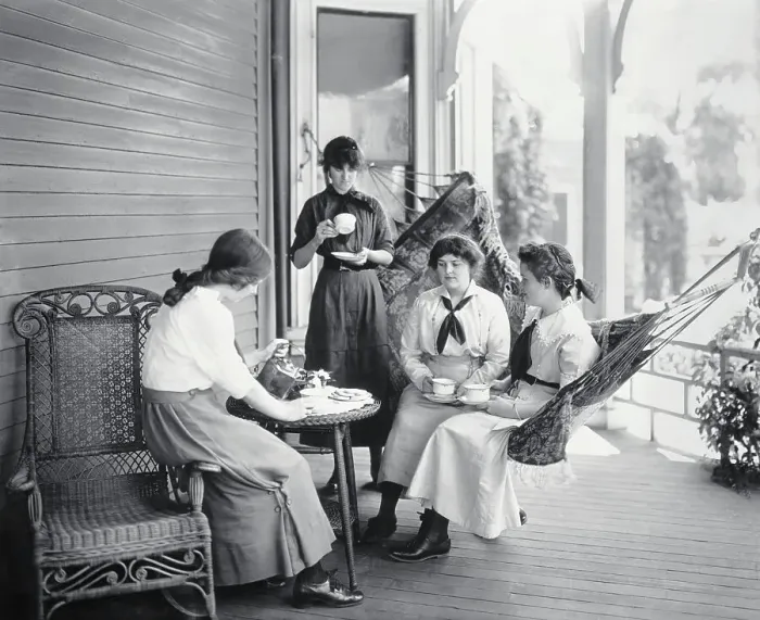 Framed Print : Four Teenage Girls On Veranda Framed Print : Four Teenage Girls On Veranda