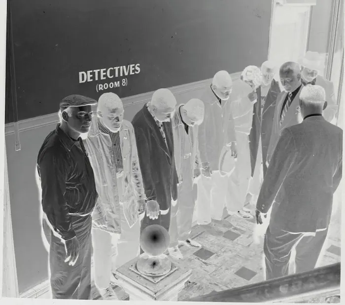 Framed Print : Teenage Suspects Being Booked by Detectives at Precinct Framed Print : Teenage Suspects Being Booked by Detectives at Precinct